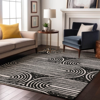 Piper Looms Mayfield Art Deco AMF540 Black Machine Washable Area Rug Lifestyle Image Feature