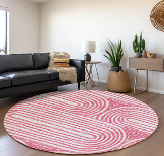 Piper Looms Mayfield Art Deco AMF540 Blush Machine Washable Area Rug Round Lifestyle Image Feature