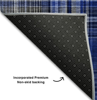 Piper Looms Mayfield Plaid AMF541 Navy Machine Washable Area Rug Backing Image