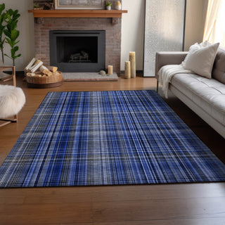 Piper Looms Mayfield Plaid AMF541 Navy Machine Washable Area Rug Lifestyle Image Feature