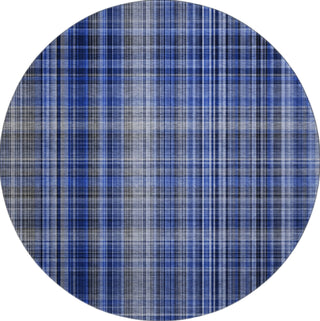 Piper Looms Mayfield Plaid AMF541 Navy Machine Washable Area Rug Round Main Image