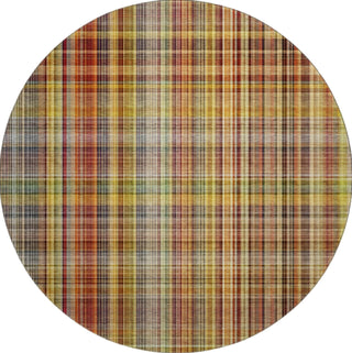 Piper Looms Mayfield Plaid AMF541 Paprika Machine Washable Area Rug Round Main Image