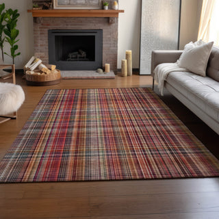 Piper Looms Mayfield Plaid AMF541 Red Machine Washable Area Rug Lifestyle Image Feature
