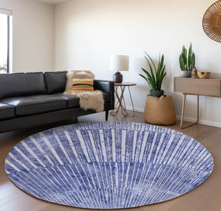 Piper Looms Mayfield Organic AMF542 Navy Machine Washable Area Rug Round Lifestyle Image Feature