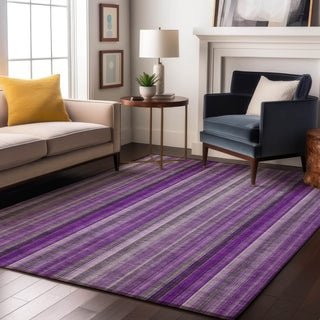 Piper Looms Mayfield Stripes AMF543 Purple Machine Washable Area Rug Lifestyle Image Feature