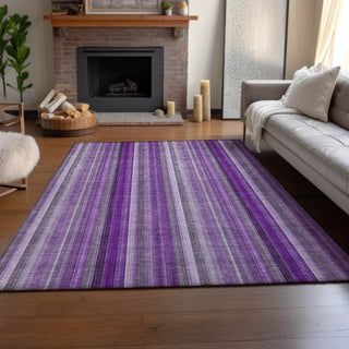 Piper Looms Mayfield Stripes AMF543 Purple Machine Washable Area Rug Lifestyle Image Feature