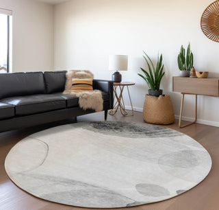 Piper Looms Mayfield Organic AMF545 Gray Machine Washable Area Rug Round Lifestyle Image Feature