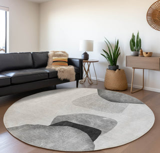 Piper Looms Mayfield Organic AMF547 Gray Machine Washable Area Rug Round Lifestyle Image Feature