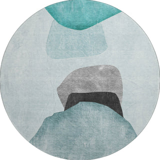 Piper Looms Mayfield Organic AMF547 Teal Machine Washable Area Rug Round Main Image