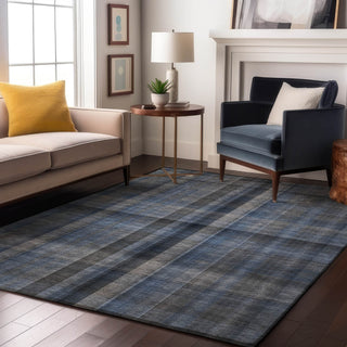 Piper Looms Mayfield Plaid AMF548 Blue Machine Washable Area Rug Lifestyle Image Feature