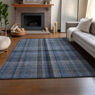 Piper Looms Mayfield Plaid AMF548 Blue Machine Washable Area Rug Lifestyle Image Feature