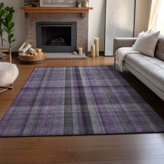Piper Looms Mayfield Plaid AMF548 Purple Machine Washable Area Rug Lifestyle Image Feature