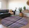 Piper Looms Mayfield Plaid AMF548 Purple Machine Washable Area Rug Round Lifestyle Image Feature