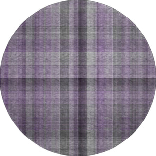 Piper Looms Mayfield Plaid AMF548 Purple Machine Washable Area Rug Round Main Image