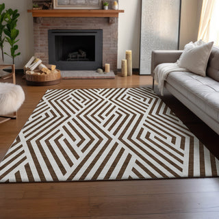 Piper Looms Mayfield Geometric AMF550 Brown Machine Washable Area Rug Lifestyle Image Feature