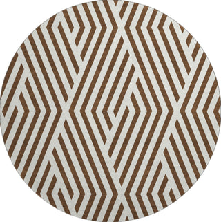 Piper Looms Mayfield Geometric AMF550 Brown Machine Washable Area Rug Round Main Image