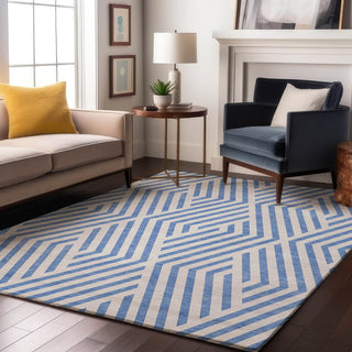 Piper Looms Mayfield Geometric AMF550 Denim Machine Washable Area Rug Lifestyle Image Feature
