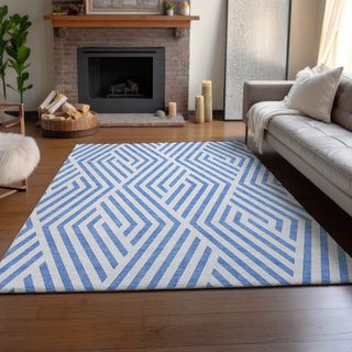 Piper Looms Mayfield Geometric AMF550 Denim Machine Washable Area Rug Lifestyle Image Feature