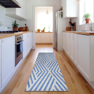 Piper Looms Mayfield Geometric AMF550 Denim Machine Washable Area Rug Runner Lifestyle Image Feature