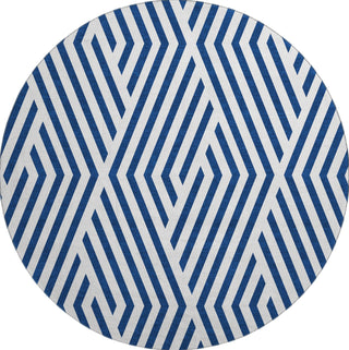 Piper Looms Mayfield Geometric AMF550 Navy Machine Washable Area Rug Round Main Image