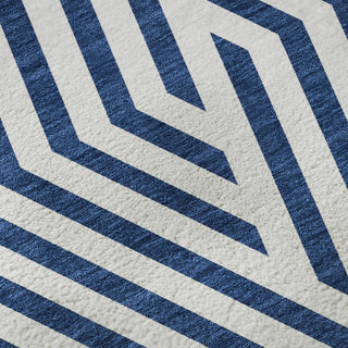 Piper Looms Mayfield Geometric AMF550 Navy Machine Washable Area Rug Swatch Image