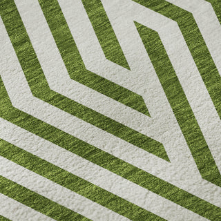 Piper Looms Mayfield Geometric AMF550 Olive Machine Washable Area Rug Swatch Image