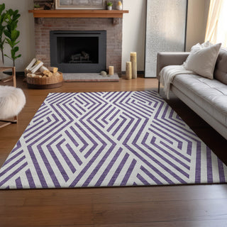Piper Looms Mayfield Geometric AMF550 Purple Machine Washable Area Rug Lifestyle Image Feature