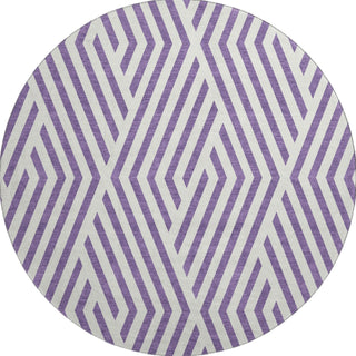 Piper Looms Mayfield Geometric AMF550 Purple Machine Washable Area Rug Round Main Image