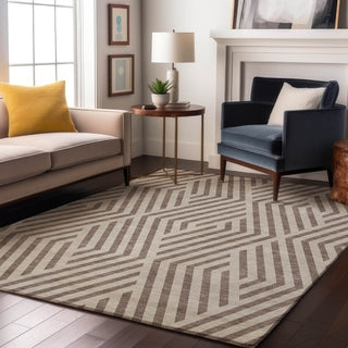 Piper Looms Mayfield Geometric AMF550 Taupe Machine Washable Area Rug Lifestyle Image Feature