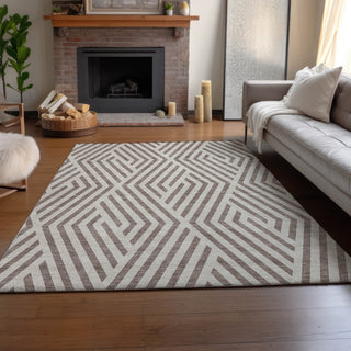 Piper Looms Mayfield Geometric AMF550 Taupe Machine Washable Area Rug Lifestyle Image Feature