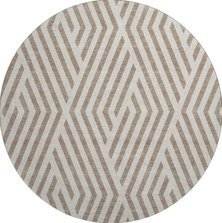 Piper Looms Mayfield Geometric AMF550 Taupe Machine Washable Area Rug Round Main Image