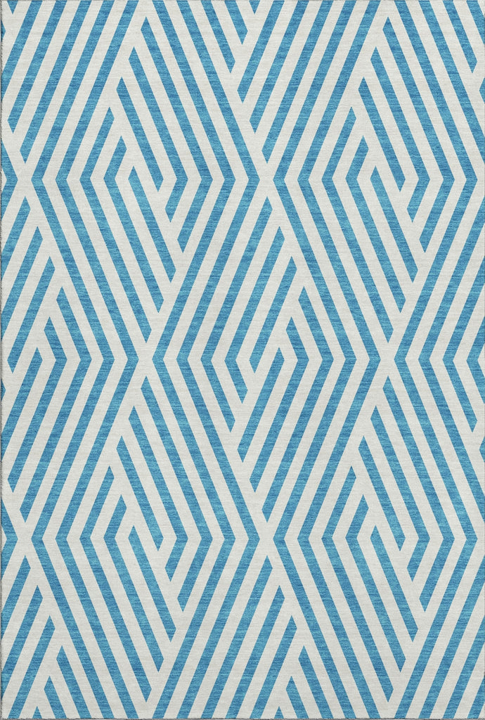 Piper Looms Mayfield Geometric AMF550 Teal Machine Washable Area Rug main image