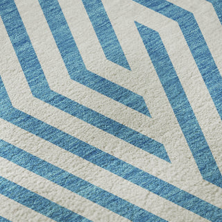 Piper Looms Mayfield Geometric AMF550 Teal Machine Washable Area Rug Swatch Image
