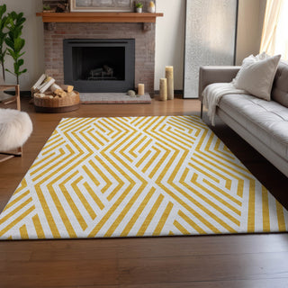 Piper Looms Mayfield Geometric AMF550 Yellow Machine Washable Area Rug Lifestyle Image Feature