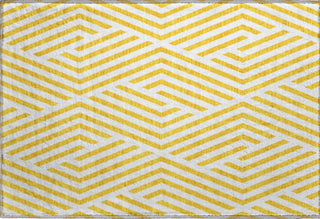 Piper Looms Mayfield Geometric AMF550 Yellow Machine Washable Area Rug Scatter Main Image