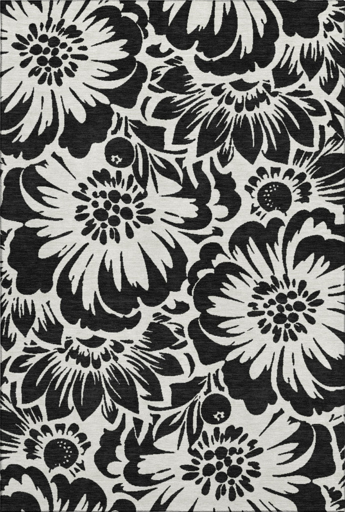 Piper Looms Mayfield Floral AMF551 Black Machine Washable Area Rug main image