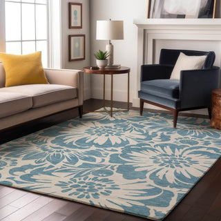 Piper Looms Mayfield Floral AMF551 Denim Machine Washable Area Rug Lifestyle Image Feature