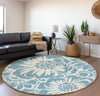 Piper Looms Mayfield Floral AMF551 Denim Machine Washable Area Rug Round Lifestyle Image Feature