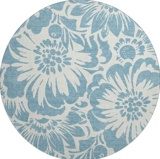 Piper Looms Mayfield Floral AMF551 Denim Machine Washable Area Rug Round Main Image