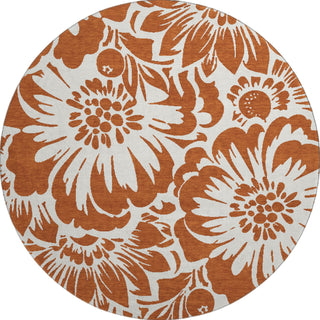 Piper Looms Mayfield Floral AMF551 Paprika Machine Washable Area Rug Round Main Image