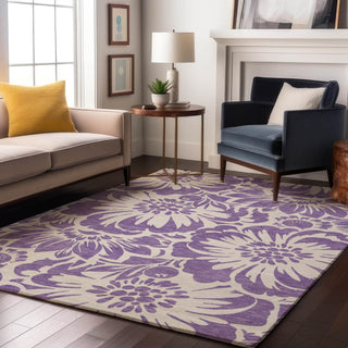Piper Looms Mayfield Floral AMF551 Purple Machine Washable Area Rug Lifestyle Image Feature