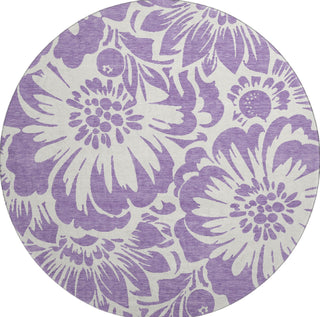 Piper Looms Mayfield Floral AMF551 Purple Machine Washable Area Rug Round Main Image