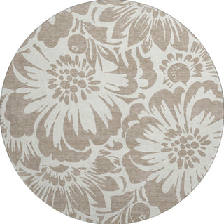 Piper Looms Mayfield Floral AMF551 Taupe Machine Washable Area Rug Round Main Image