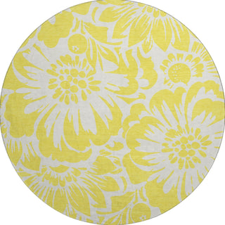 Piper Looms Mayfield Floral AMF551 Yellow Machine Washable Area Rug Round Main Image