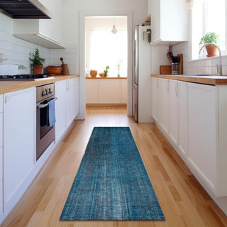 Piper Looms Mayfield Striped AMF552 Blue Machine Washable Area Rug Runner Lifestyle Image Feature