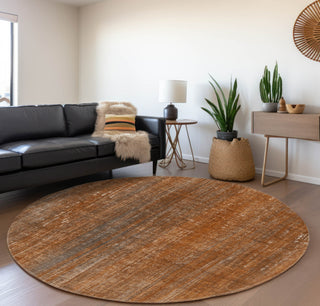 Piper Looms Mayfield Striped AMF552 Paprika Machine Washable Area Rug Round Lifestyle Image Feature