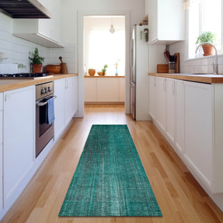 Piper Looms Mayfield Striped AMF552 Teal Machine Washable Area Rug Runner Lifestyle Image Feature