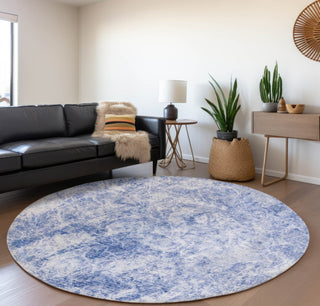 Piper Looms Mayfield Organic AMF553 Blue Machine Washable Area Rug Round Lifestyle Image Feature