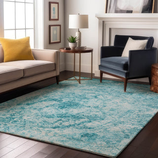 Piper Looms Mayfield Organic AMF553 Teal Machine Washable Area Rug Lifestyle Image Feature