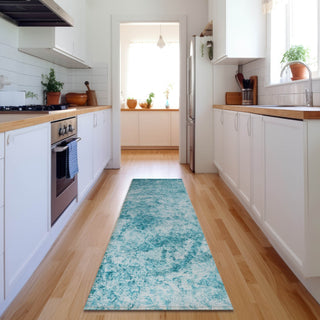 Piper Looms Mayfield Organic AMF553 Teal Machine Washable Area Rug Runner Lifestyle Image Feature